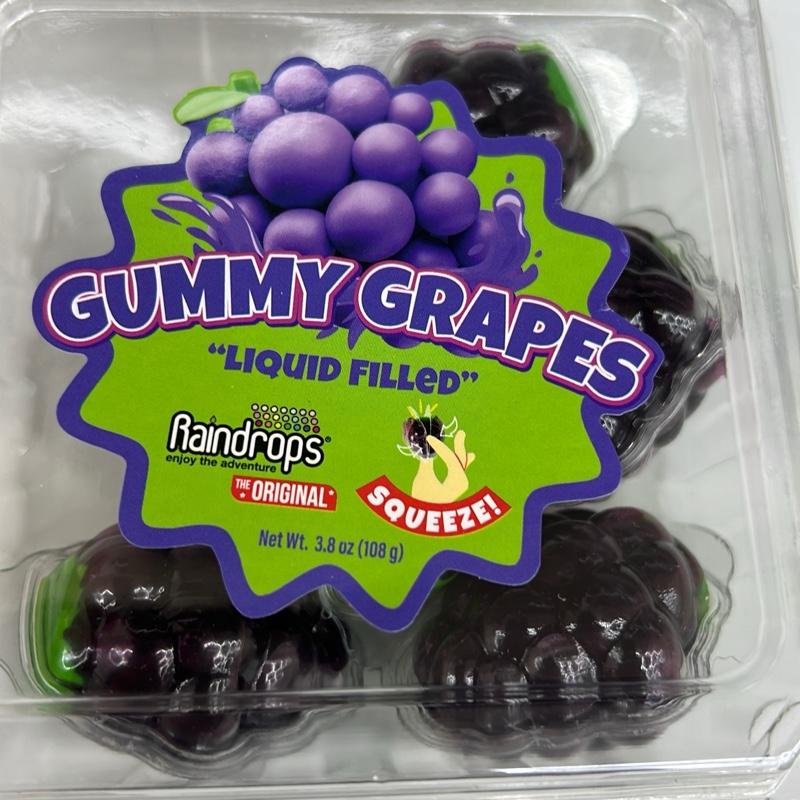 Raindrops Liquid Filled Gummy Grapes - Original Snack Candy, 1.5 oz, Sweet Treat