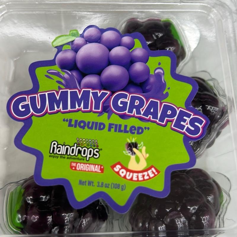 Raindrops Liquid Filled Gummy Grapes - Original Snack Candy, 1.5 oz, Sweet Treat