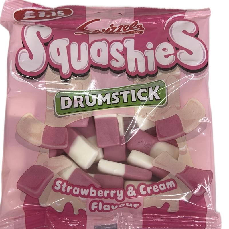 Squashies Strawberry & Cream Flavor - Pink Sweets in Packaging - Snack